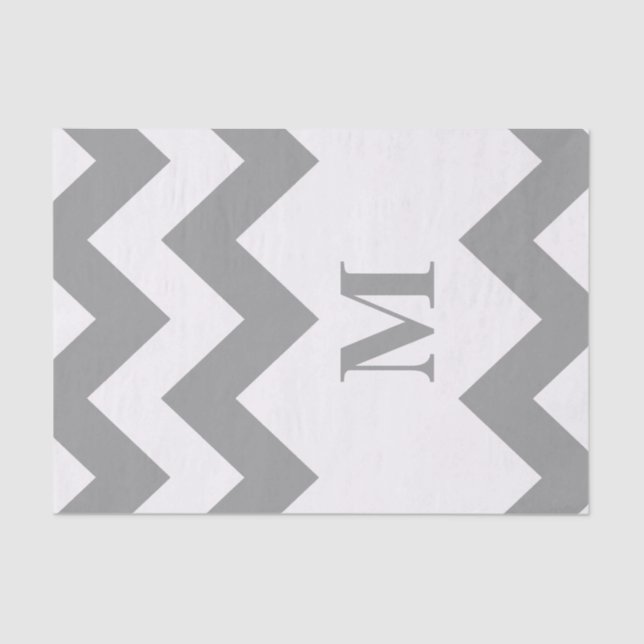 Grey Bold Chevron with monogram Tissue Paper (Front)