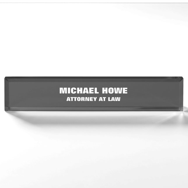Grey Bold Legible Professional Trendy Modern Nameplate (Front)
