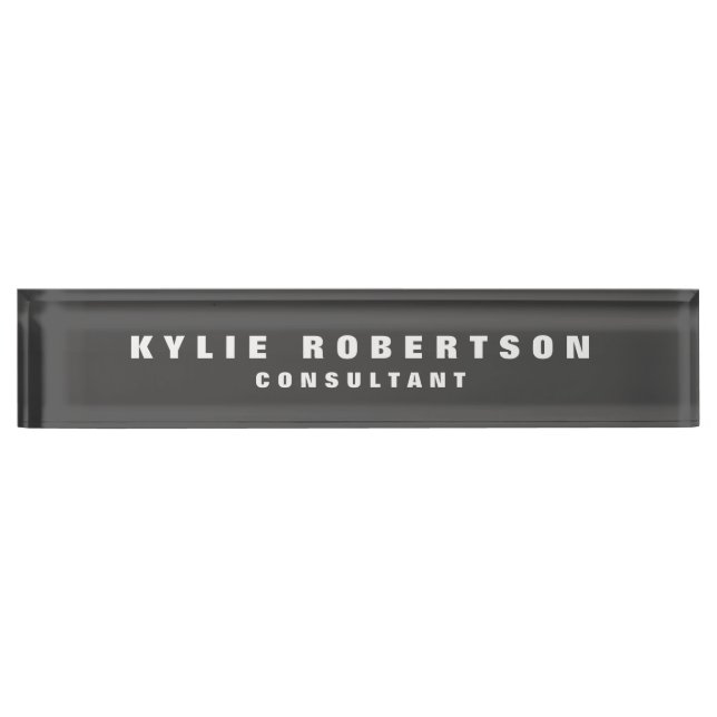 Grey Bold Legible Professional Trendy Modern Nameplate (Front)