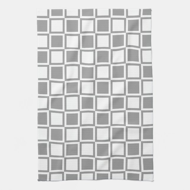 Grey Bold Mod Squares Kitchen Towel (Vertical)