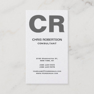 Grey Bold Text Monogram Stylish Business Card