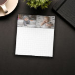 Grey Border 2 Photos Grid Pattern Notepad<br><div class="desc">Grid patterned notepad personalized with two photos framed by a grey border. Personalized notepad with two photo templates,  and a discreet graph paper.</div>
