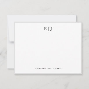 Grey Border Couple Monogram Initials Personalized Card