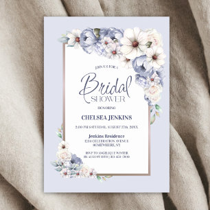 Grey Border Floral Bridal Shower Invitation