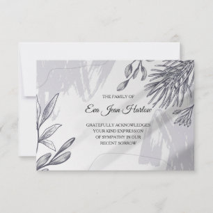 Grey Botanical Sympathy Thank You Card