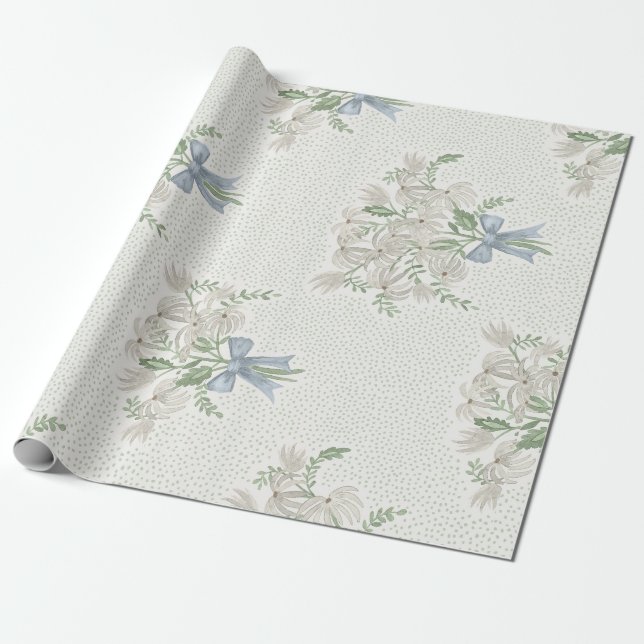 Grey Bouquet Wrapping Paper (Unrolled)