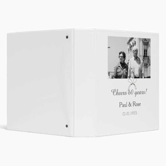 Grey bow cheers to 60 years anniversary wedding  binder (Background)