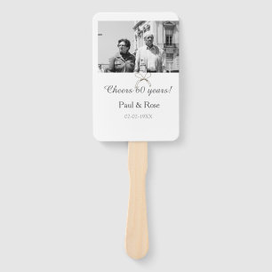 Grey bow cheers to 60 years anniversary wedding  hand fan