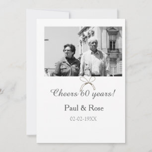 Grey bow cheers to 60 years anniversary wedding  invitation