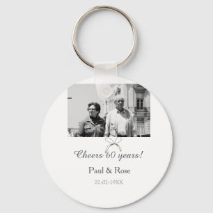 Grey bow cheers to 60 years anniversary wedding  keychain