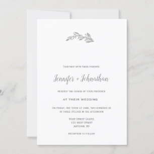 Grey branch wedding invitations