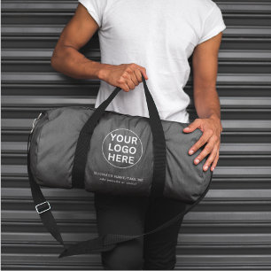 Grey Branded Business Logo Promotional Swag Duffle Bag