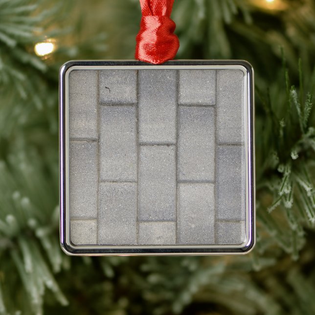 Grey Brick Cement Sidewalk Metal Ornament (Tree)