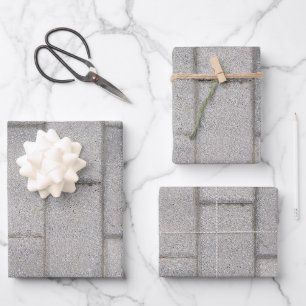 Grey Brick Cement Sidewalk Wrapping Paper Sheet
