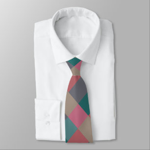 Grey Brick Green Pink Beige Colour Block Tie