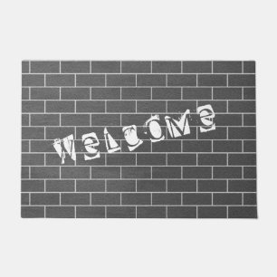 Grey Brick Wall Doormat - Welcome
