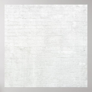 Grey Brick Wall White Bricks Background Texture Poster