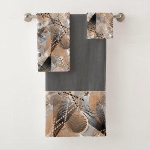 Grey, brown abstraction. bath towel set