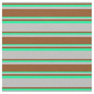 Grey, Brown, and Green Coloured Striped Pattern Fabric