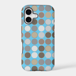 Grey & Brown Circles w/Blue Modern Pattern
