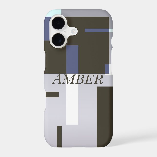 Grey Brown Colour Block Geometric Personalized (Back)