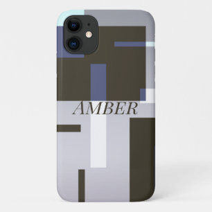 Grey Brown Colour Block Geometric Personalized iPhone 11 Case