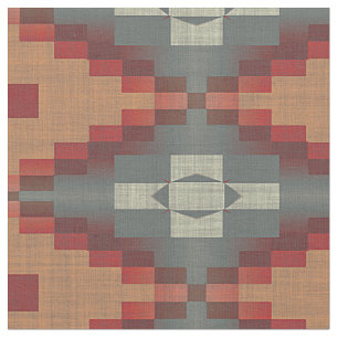 Grey Brown Dark Red Orange Taupe Beige Ethnic Look Fabric