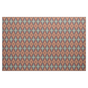 Grey Brown Dark Red Orange Taupe Beige Ethnic Look Fabric