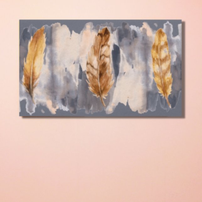 Grey Brown Feathers Watercolor Canvas Print (Creator Uploaded)