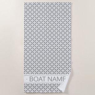 Grey Brown Geometric Circles Pattern Custom Beach Towel