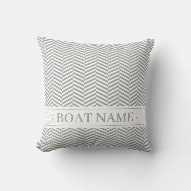 Grey Brown Herringbone Pattern. Geometric Pattern  Outdoor Pillow (Front)