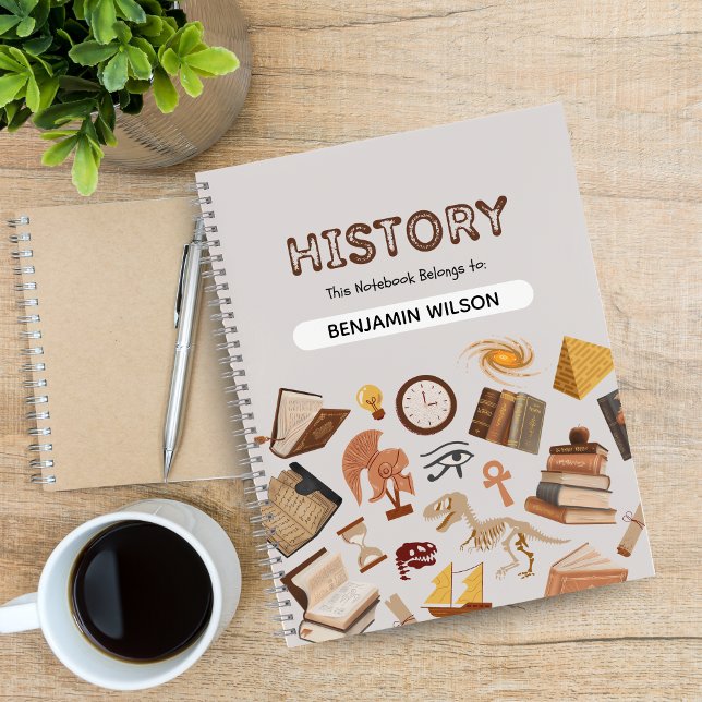 Grey & Brown History Spiral Notebook – Customizabl (Grey & Brown History Spiral Notebook – Customizable)