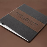 Grey & Brown Leather Texture Custom Black Text Binder<br><div class="desc">An elegant image of dark grey and brown vintage leather texture stitched leather accent. 
If any assistance is needed,  please message on Zazzle. We are here to assist with anything you need to customize your product.</div>