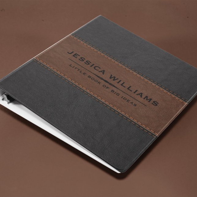 Grey & Brown Leather Texture Custom Black Text Binder (Creator Uploaded)