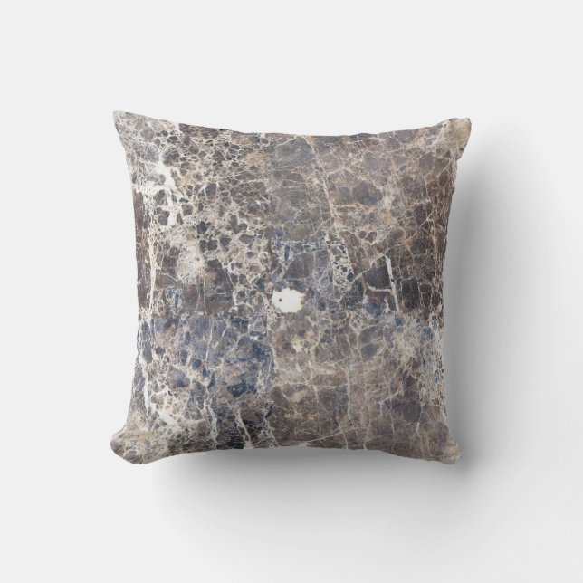 Grey Brown Marble Rustic neutral Stone Throw Pillow (Front)