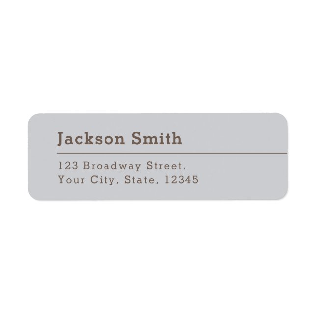 Grey Brown Modern Clean Minimalist return address (Front)
