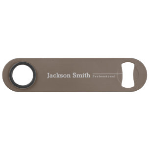 Grey brown modern minimalist personalized name bar key