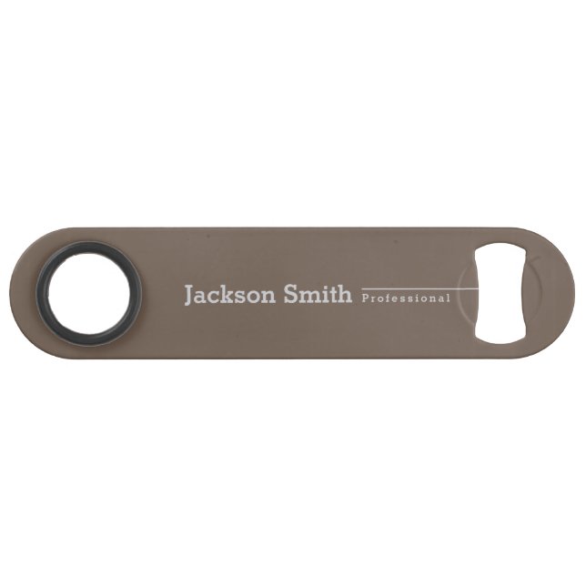 Grey brown  modern minimalist personalized name bar key (Back Horizontal)