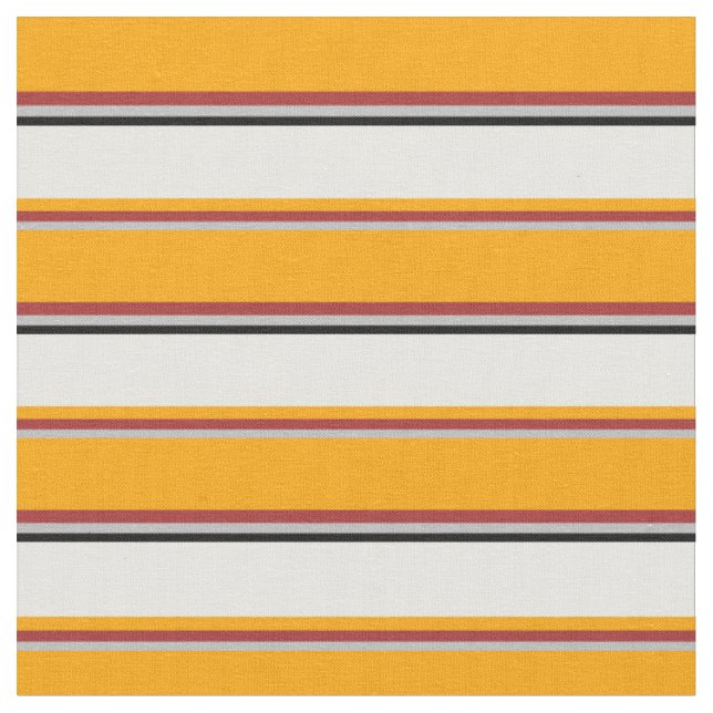 Grey, Brown, Orange, Mint Cream & Black Stripes Fabric (Close Up)