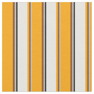 Grey, Brown, Orange, White & Black Lines Fabric