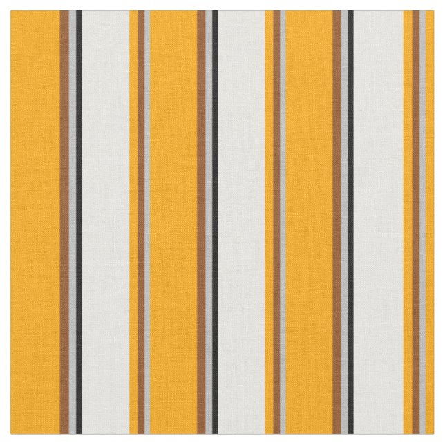 Grey, Brown, Orange, White & Black Lines Fabric (Close Up)