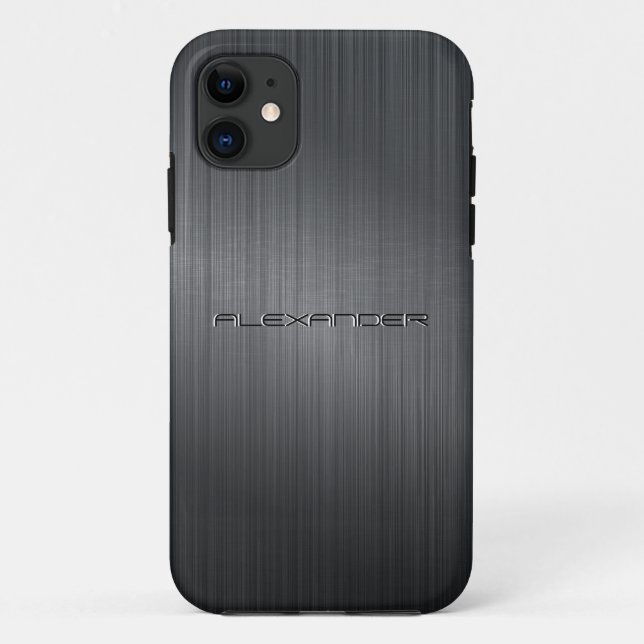 Grey Brushed Aluminum Metal Print Case-Mate iPhone Case (Back)