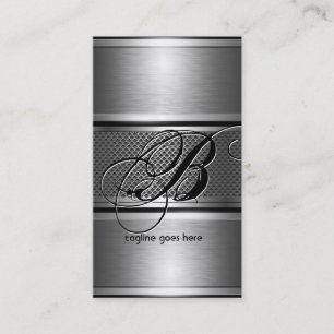 Grey Brushed Aluminum Metallic Look Customized Business Card