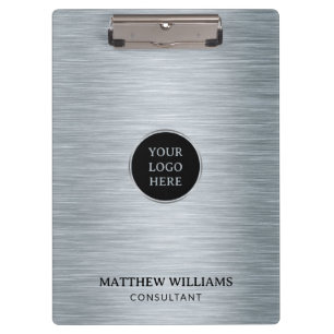 Grey Brushed Metal Clipboard