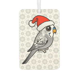 Grey Budgie Santa Claus Car Air Freshener