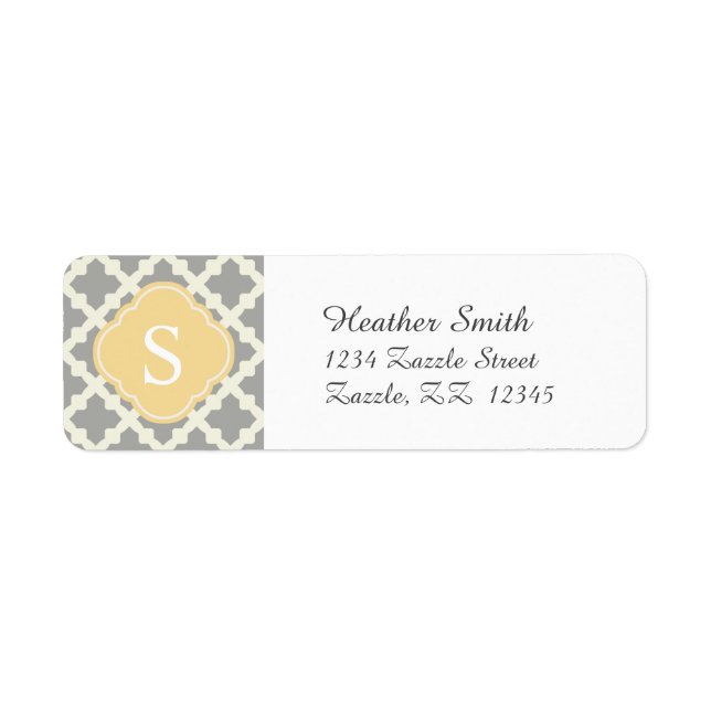 Grey & Buff Modern Moroccan Quatrefoil Monogram (Front)