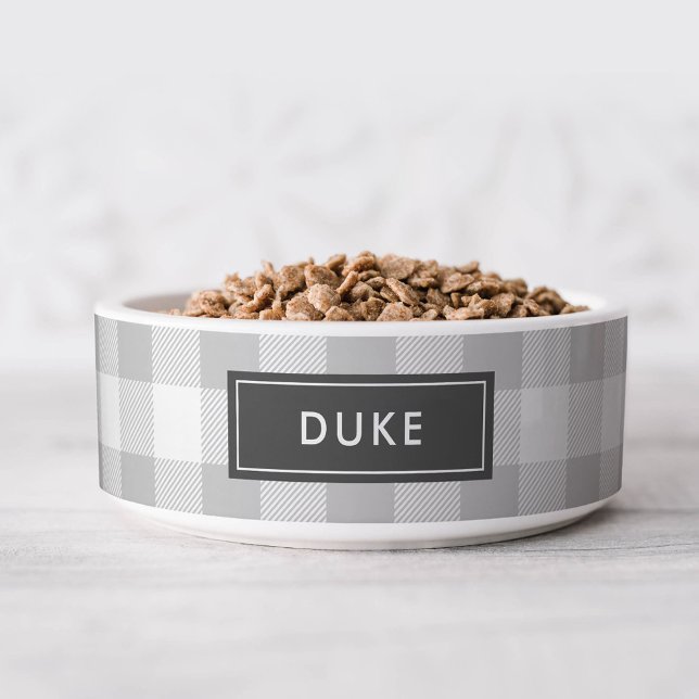 Grey Buffalo Check Name Monogram Bowl (Creator Uploaded)