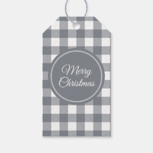 Grey Buffalo Plaid Christmas Gift Tags