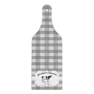 Grey Buffalo Plaid Farm Cow Cutting Board