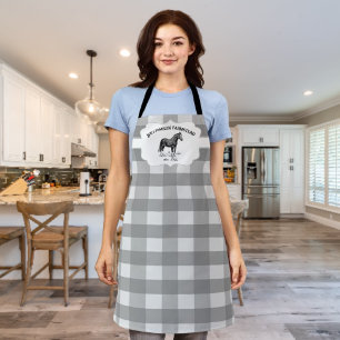 Grey Buffalo Plaid Farm Horse Apron